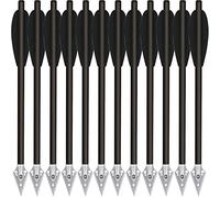 HUNTSPM 6.3" Mini Pistolet Boulons d'arbalète,Flèches d'arbalète en Carbone avec Pointes Broadhead en Acier pour arbalète de précision 50-80lbs Pratiquer la Cible de tir et la Chasse (12Pcs Noir)