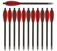 HUNTSPM Flèche Arbalète Pistolet en Carbone pour Cible de Fleche arbalete de 50 LB / 80 LB, 6.3" Boulons d'arbalète pour Pratiquer la Cible de tir et la Chasse au Petit gibier (12pcs Rouge)