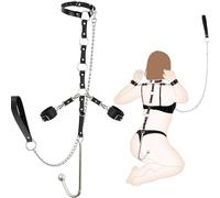 HUNTVE Ensemble d'accessoires de Yoga en Cuir pour la Maison avec Poignets Confortables et Crochets en métal pour Les Outils