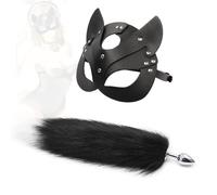 HUNTVE Masque de chat en cuir noir avec à-n-àl PL-úg, Accessoires pour les fêtes cosplay