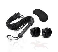 HUNTVE Noir Flogger Fouet d'Équitation Plaisir pour Couple，Cuir Bracelets 3pcs