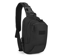 HUNTVP Bandoulière Hommes, Sac à Poitrine Sac à Dos de Travers Voyage pour Homme & Femme Sport Randonnée Course à Pied Cyclisme Moto Tactique (Type4-noir)
