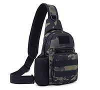 HUNTVP Bandoulière Sac Épaule Poitrine Tactique Sac Cyclisme Randonnée Sac À Dos,Sacoche Homme Bandoulier Molle pour Voyage Business Camping Scolaire Cyclisme, Camo