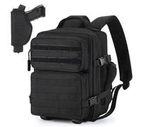 HUNTVP Mini sac à dos tactique 9l avec étui pour homme femme petit sac à dos tactique militaire pour sport randonnée voyage camping, Noir , S