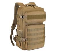 HUNTVP Sac a Dos Militaire, 30L Sacs à Dos de Randonnée Molle Tactique Sac D'assaut Armée pour Trekking, Voyage, Trekking, Camping, Escalade, En Plein Air (30L-Marron)
