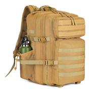 HUNTVP Sac a Dos Militaire 45L, Sac à Dos de Randonnée Homme, Grand Sac a Dos Chasse Multifonction, Sacs pour Travail Voyage Camping Trekking Escalade École Pêche Alpinisme(Marron-45l)