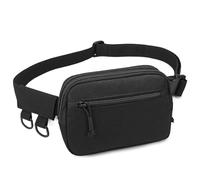 Huntvp Sac Banane Homme et Femme, Petit Sacoche Banane Noir avec 4 Poches, Sac À Bandoulière Léger, Ceinture Réglable pour Le Sport, Les Voyages, l'extérieur