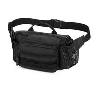 Huntvp Sac Banane Homme Femme Tactique Sacoche Banane Militaire avec Porte Bouteille Sac de Ceinture Bandoulière Multifonctionnel pour Randonnée, Voyage, Camping, Gym, Cyclisme (Noir-s)