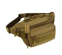 Huntvp Sac banane militaire tactique étanche pour la randonnée, l'escalade, l'extérieur, marron coyote