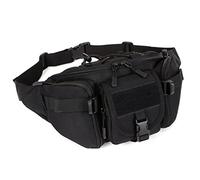 Huntvp Sac Banane Sac de Ceinture Tactique Militaire Multifonction Imperméable Homme Femme Pas Cher pour Voyage Randonnée Sport Camping Trekking Cyclisme Chasse (Noir-L)