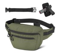 HUNTVP Sac banane tactique dissimulé pour homme et femme, sac banane militaire CCW en nylon avec étui de pistolet et ceinture réglable pour EDC, randonnée, voyage, vert militaire, 9.06"L x 1.97"W x