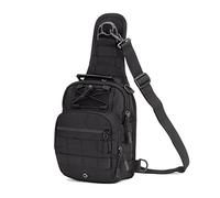 HUNTVP Sac Bandoulière Sac d'Epaule Tactique Militaire Molle Sacoche pour Les Hommes Sac de Poitrine Sac à Dos de Multifonction Sport Chasse Cyclisme Camping Excursion Randonnée(Type1-noir)