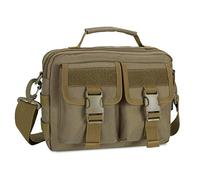 HUNTVP Sac bandoulière tactique multifonction en nylon avec port USB, marron, 10.6''W*7.9''H*3.5''D, Durable