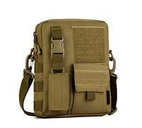 HUNTVP Sac Bandoulière Travail Sac d’Epaule Sac Militaire Molle Tactique en Nylon Sac avec Pochette de Clé Sac Multifonctionnel Homme Femme pour Randonnée Voyage Cyclisme (Marron)