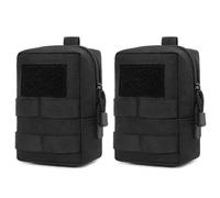 Huntvp Sac de Ceinture Tactique Militaire Molle Sacoche de Téléphone Mini Annexe de Multifonction Homme Femme pour Voyage Randonnée Camping Trekking Sport Excursion(Deux en Noir)