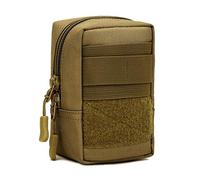 Huntvp Sac de Ceinture Tactique Militaire Molle Sacoche de Téléphone Mini Annexe de Multifonction Homme Femme pour Voyage Randonnée Camping Trekking Sport Excursion(Marron-s)