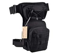 Huntvp Sac de Jambe Sac de Cuisse Banane Tactique Militaire Molle Sacs de Multifontion pour Randonnée Camping Escalade Voyage Moto Cyclisme Pêche Chasse (Type-2 Noir)