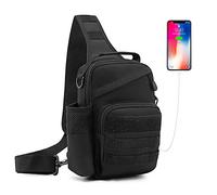 HUNTVP Sac de Poitrine Sacoche Bandoulier Homme Tactique Molle Sacs à Bandoulière avec Poignée et Port USB pour la randonnée d'entraînement en Plein air Camping Randonnée