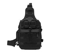 HUNTVP Sac de Poitrine Tactique Homme,Sac Sacoche Bandoulière,Mini Sac à Dos Assault Pack pour Camping Randonnée Trekking, Noir