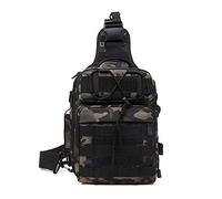 HUNTVP Sac de Poitrine Tactique Homme,Sac Sacoche Bandoulière,Mini Sac à Dos Assault Pack pour Camping Randonnée Trekking (Camo)