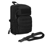 Huntvp Sac en Bandoulière Sac d’Epaule Tactique Molle Militaire Mini Sacoche Homme Multifonction Petit Homme Femme pour Randonnée Camping Excursion Voyage Cyclisme Chasse Escalade(Type-3 Noir)