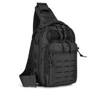 HUNTVP Sacoche Bandouliere Homme Tactique Sac de Poitrine Noire Sacoche Bandoulière Molle Sac Militaire pour Voyage Trekking, Cyclisme,Camping, Randonnée,Noir