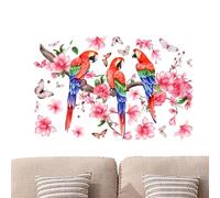 HUNYA Autocollant Mural Fleur,Stickers muraux Oiseaux - Autocollant Mural de Perroquet de Dessin animé de Fleur de pêcher | Autocollant Mural de Branche de décalcomanies de fenêtre à décoller et à