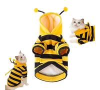 HUNYA Costume d'abeille pour Chat Tenue d'halloween pour Chat Costume d'abeille pour Animaux de Compagnie à Capuche pour Petits Chiens et Chats