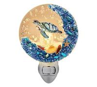 HUNYA Lumière de Nuit de Plage,Tortue de mer Bleue à Brancher sur Une Lampe LED Murale - Lampe Murale enfichable Tortue de mer Bleue Mignonne, décor de Chambre à Coucher pour la décoration de la
