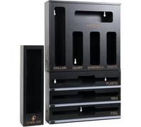 HUNZA NEST Set de Organisateur pour Cuisine en Bambou 9 en 1 Distributeur Film Alimentaire Aluminium,Organiseur de Sac de Rangement et boîte de Rangement de tiroir en 100% Bambou (Noir)