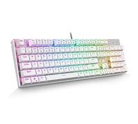 HUO JI E-Yooso Z-88 Clavier Mécanique Gaming Filaire USB Programmable RGB Rétroéclairé Commutateur Marron Panneau Métallique 104 Touches pour Windows, Mac, PC, Argent et Blanc