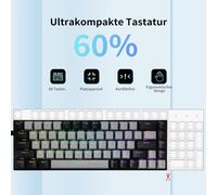 HUO JI RGB Gaming Keyboard 65% Wired Mechanical Keyboard 68 Keys Linear Red Switches,Supported Pro Software,Removable USB-C Cable,Separate Arrow Keys-Grey/Black