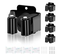 Huoberr 4 Pièces Accroche Balai Mural,Porte Balais Mural en acier inoxydable Support Balais,Accroche Balai Mural autocollant Support balais Organisateur pour cuisine maison salle de bain garage