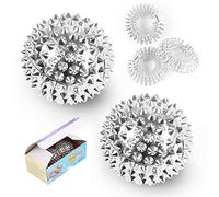 Huoberr Lot de 2 balles d'accupression magnétiques et 3 anneaux de massage pour doigts - Petite balle de hérisson de 32 mm de diamètre - Kit Skills Borderline pour soulager le stress ou le massage