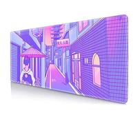 HUOCAIREN Joli sous-main d'anime, coucher de soleil dans la ville de Kyoto, grand tapis de souris japonais violet, tapis de bureau kawaii pastel, base en caoutchouc antidérapant, 80 x 30 cm