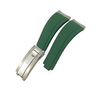HUOJUA Bracelet de montre en caoutchouc et silicone de 20 mm compatible avec les rôles - Extrémité en métal argenté Submariner Yacht Master Daytona Sangle de ceinture coulissante avec boucle de