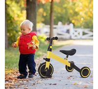 HUOLE 2 en 1 Tricycle Vélo Enfant 1-4 AnsGuidon Réglable pour Filles Garçons comme Cadeau | Draisienne Vélo D'équitation Premier Tricycle Bébé évolutif, -2-en-1 (Jaune)
