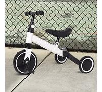 HUOLE 2 en 1 Vélo d'apprentissage pour Enfants dès 1 an 2en1-1-4 Ans Evolutif avec Siège et Guidon Réglables, Tricycle à Pédales Convertible avec 3 Roues EVA-2-en-1 (Blanc)