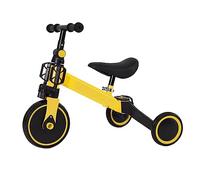 HUOLE 2 en 1 Vélo d'Equilibre Enfants Evolutif avec Siège et Guidon Réglables, Tricycle à Pédales Convertible avec 3 Roues EVA, Draisienne Intérieur Extérieur pour Enfants 1-4 Ans-Deux -in-Un (Jaune)
