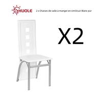 HUOLE 2 x Chaises de salle à manger Chaise ergonomique en similicuir Blanc pur H 58,5 cm
