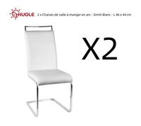 HUOLE 2 x Chaises de salle à manger en arc - Simili Blanc - Contemporain - L 46 x 44 cm