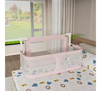 HUOLE 3 en 1 Berceau bébé, Lit de bébé de Chevet,berceaux pliants,Portable avec moustiquaire,fenêtre en Maille Respirante et Visible,Housse de Doublure, pour 1 à 36 Mois (120 x 50 x 105 cm (Rose))