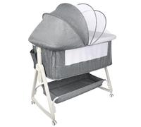 HUOLE 3 en 1 Lit bébé jusqu'à 20 kg Cododo, Berceau Réglage de la Hauteur et de l’Inclinaison du Matelas 4 roulettes avec Freins Matelas Ergonomique-92 * 52 * 106-118 cm - Gris Lin