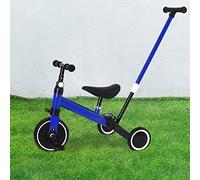 HUOLE 3 en 1 Vélo d'Equilibre Enfants Evolutif avec Siège et Guidon Réglables, Tricycle à Pédales Convertible avec 3 Roues EVA, Draisienne Intérieur Extérieur pour Enfants 1-4 Ans-Trois -in-Un (Bleu)