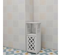 HUOLE Armoire d’Angle avec Porte et Étagères, Support pour Papier de Toilette étagère réglable, Meuble de Salle de Bain, Armoire de Salle de Bain Colonne,24 * 22 * 56cm -Blanc