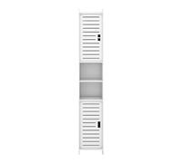 HUOLE Armoire d’Angle avec Porte et Étagères, Support pour Papier de Toilette étagère réglable, Meuble de Salle de Bain, Armoire de Salle de Bain Colonne,26 * 22 * 118cm-Blanc