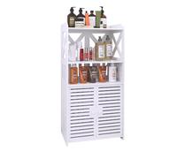 HUOLE Armoire d’Angle avec Porte et Étagères, Support pour Papier de Toilette étagère réglable, Meuble de Salle de Bain, Armoire de Salle de Bain Colonne,40 * 25 * 90cm-Blanc