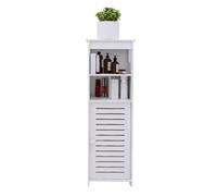HUOLE Armoire d’Angle avec Porte et Étagères, Support pour Papier de Toilette étagère réglable, Meuble de Salle de Bain, Armoire de Salle de Bain Colonne,(b) 20 * 24 * 75cm-Blanc