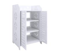 HUOLE Armoire d’Angle avec Porte et Étagères, Support pour Papier de Toilette étagère réglable, Meuble de Salle de Bain, Armoire de Salle de Bain Colonne,40 x 35 x 71 cm (Trois Niveaux)