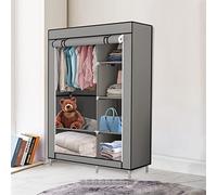 HUOLE Armoire de Rangement Pliable- Penderie Dressing Textile en Tissu Intissé avec Fermeture à Glissière - Garde-Robe Placard Camping(105 * 45 * 170cm-gris foncé)